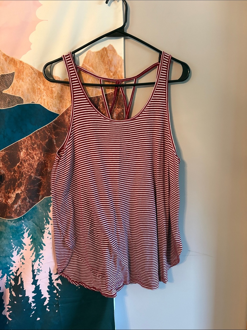 Hollister Striped Tank Top - Burgundy and White